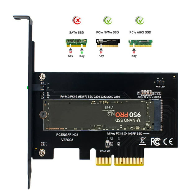 PCI-e 1X/4X Card to M.2  M Key 4 Lane Adapter with CLKREQ